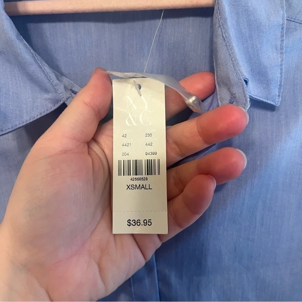 Nwt New York and Company Women’s Half Button Down Business Casual Blouse, XS - Picture 5 of 8